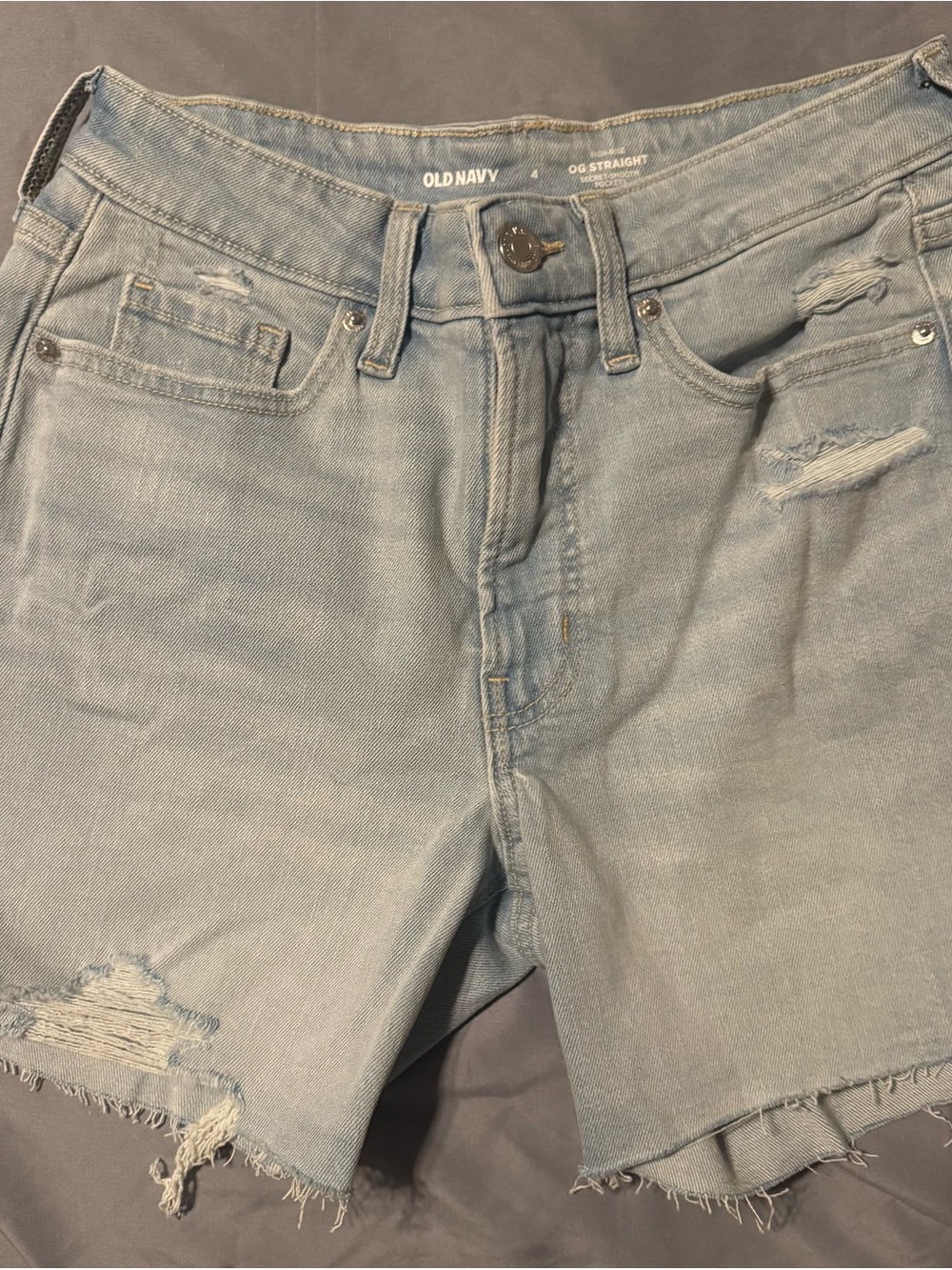 Old Navy Light Blue Distressed Boyfriend Jean Shorts